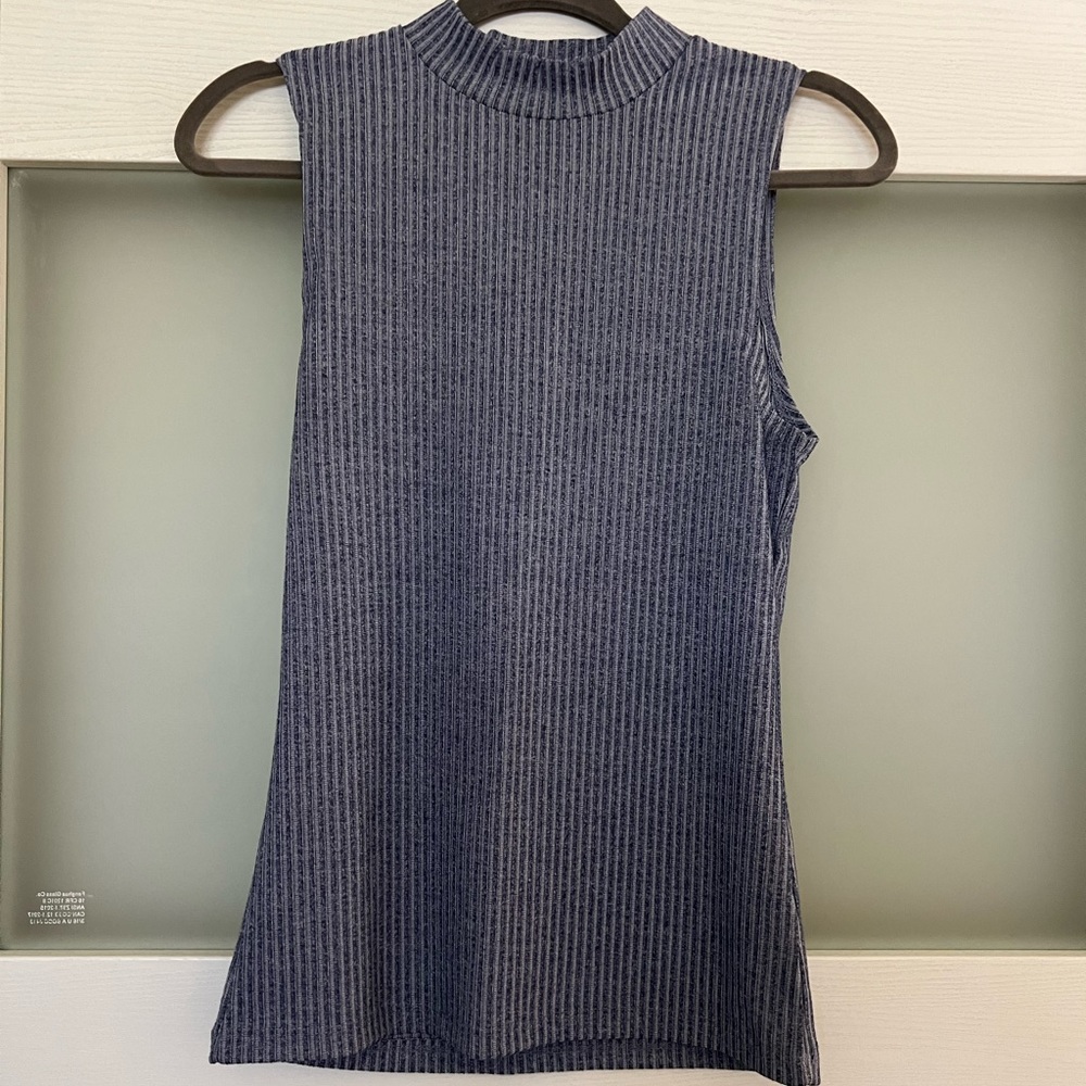 Ribbed High Neck Tank Top